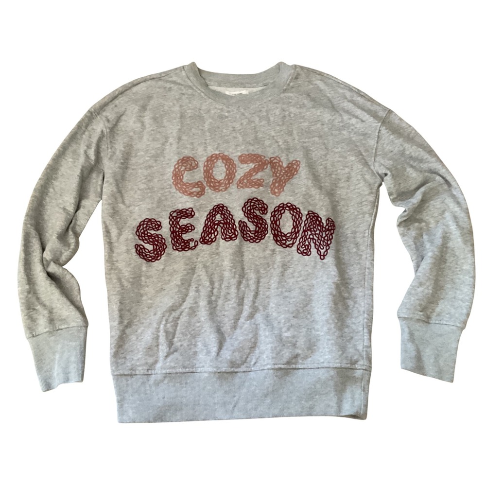 Maurices Womens Gray Cozy Season Embroidered Graphic Crewneck Sweatshirt‎ XS